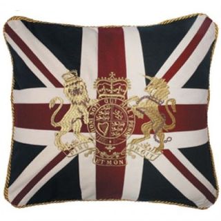 18 CROWN & LION UNION JACK UK FLAG Woven Cotton Cushion Royal Crest