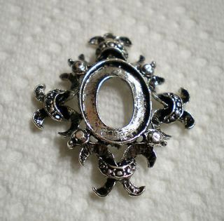 mm Antique Silver Plated Pendant OLD Style Setting Crown Design Wow