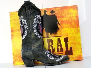 Corral Womens Black w Roses & Horseshoe Cowgirl Boots