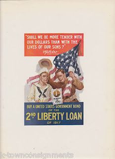 ARMY & NAVY DEPEND ON YOU WAR BONDS VINTAGE WWI GRAPHIC ART POSTER