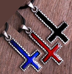 Gothic Crucifix Invert Cross Pewter Pendant W Necklace