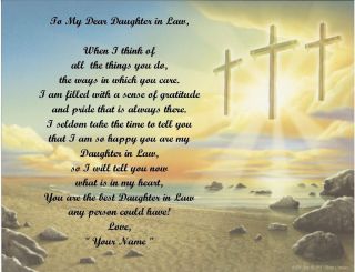 Gift/ Birthday Gift For Daughter in Law Personalized Poem 3 Crosses