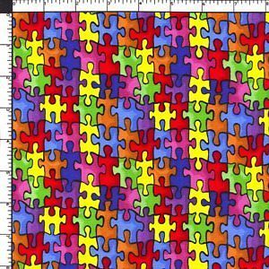 Multicolor Jigsaw Puzzle Pieces Apparel Cotton Sewing Quilting Fabric