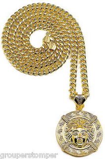 New 3 Head Pendant With 19 Inch Cuban Link Necklace Chain Chris Brown