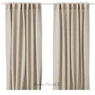 Ikea Aina pair of curtains Linen drapes Beige Tan New NIP