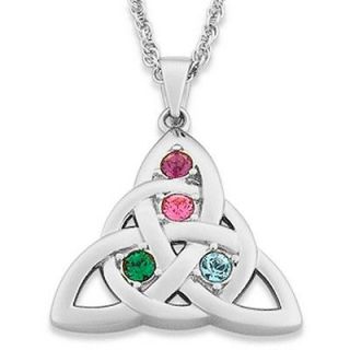 Personalized Celtic Knot Mothers Family Birthstone Necklace   Up to 5