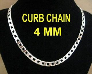 Silver Necklace Jewelry Mens Silver 4mm Curb Chain Necklace 24inch