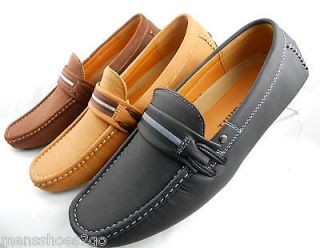 MENS SHOES CASUAL DRIVING MOCCASINS LOAFER SYNTH LEATHER NEW BLK BRN