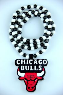 Good Wood Chicago Bulls Pendant Ball Bead Chain Necklace 2 color