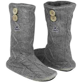 Dallas Cowboys Womens Two Button Cable Knit Boots   Gray