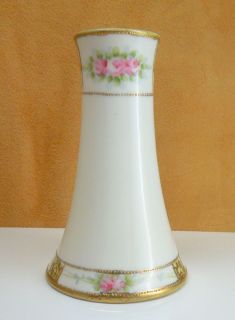 Handpainted Nippon Flower Vase Pink Rose Design jy12 153