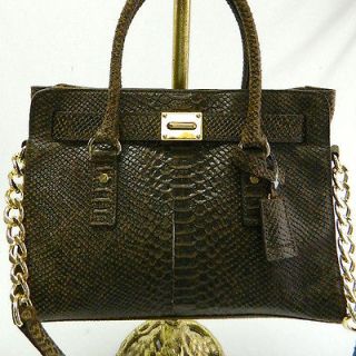Michael Kors AUTH Hamilton MOCHA Leather Handbag Tote Purse $348 L10