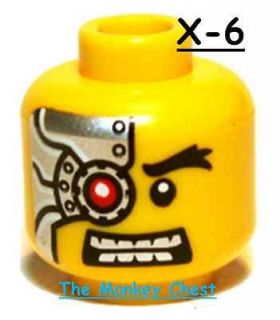 LOT X6 Lego CYBORG ALIEN Head Red Mechanical Right Eye STAR WARS