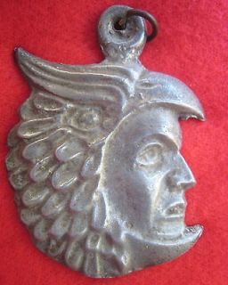 Aztec Eagle Warrior & Ruler Cuauhtemoc In Feathered Headdress Pendant
