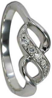 Infinity CZ Ring size 9 .925 Sterling Silver High polish Rhodium