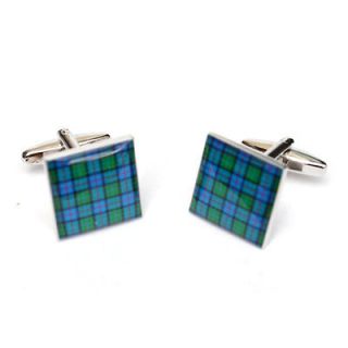 Flower of Scotland Tartan Cufflinks in Gift Pouch