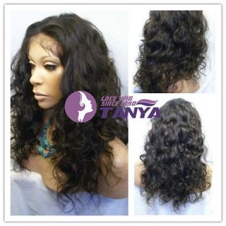 Malaysia Curly 100% Indian Remy Human Hair Full Lace / Lace Front Wig