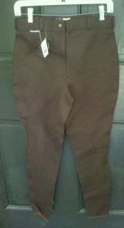 HORSE SZ 28 Nylon Knee Patch Riding Breeches Pants Dark Brown 28R