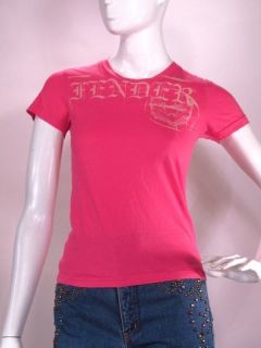 FENDER GUITAR Collection Davinci Bright Pink Logo T Shirt S American