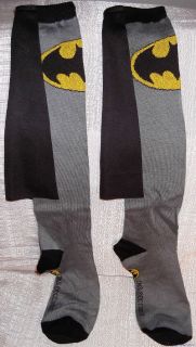 DC Comics BATMAN Logo Black/Gray Knee High SOCKS with CAPE