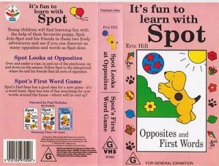 SPOT OPPOSITES AND FIRST WORDS VHS PAL VIDEO~ A RARE FIND
