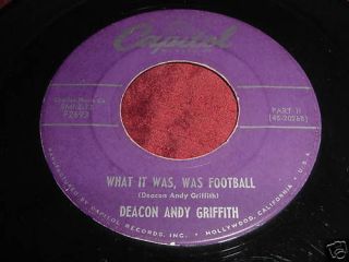 DEACON ANDY GRIFFITH   WHAT IT WAS WAS FOOTBALL COMEDY