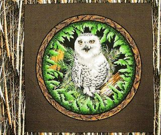 Wood Haven Owl Birch Tree Border Panel Fabric Pillow Panel