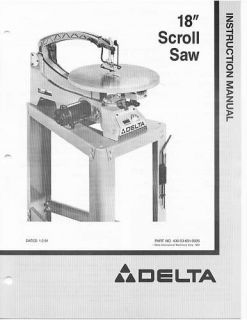 Delta 18 Scroll Saw Instruction Manual No. 40 601