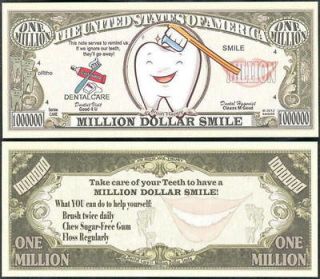 Lot of 500 BILLS   DENTAL CARE MILLION DOLLAR SMILE NOVELTY BILL