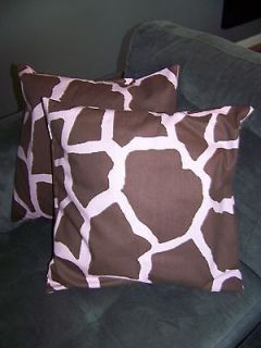 print pink Brown Decorative pillow cover set of 2 pocket 18 x18