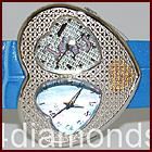 Master 2 Hearts 2 Time Zones Womens Cheap Diamond Watch Leather Band