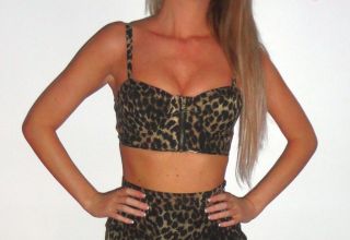 NEW BOUTIQUE HOUSE OF DEREON BRA BUSTIER TOP IN LEOPARD PRINT