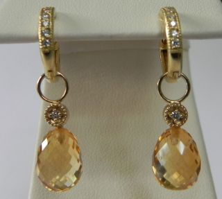 Alderman Ford Citrine Diamond 14 k Gold Earring Charm