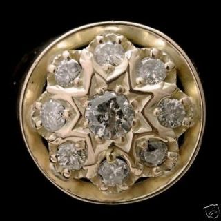 Vintage Mens Diamond 1ct Nine Full Cut Diamonds 14K Gold Ring Signet