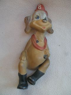 Incredible 12 Antique Painted Rubber Serugo Fireman Dog Squeeze