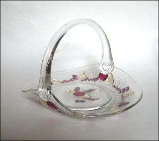 Westmoreland Glass Della Robbia Dark Tints Fruits 1930s Glass Basket