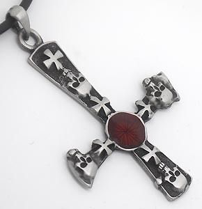 Inverted Cross Skull Pewter Pendant/Keycha in/Necklace