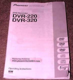 OWNERS MANUAL   PIONEER DVD RECORDER DVR 220/DVR 32 0