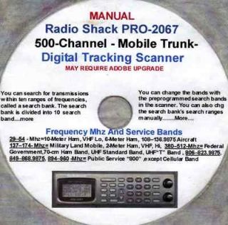 Radio Shack Classic Pro 2067 500 Channel Trunking Scanner Manual Disc
