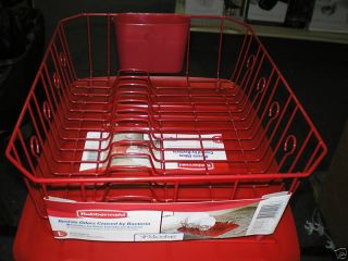 RUBBERMAID LARGE RED DISH DRAINER SINK RACK TRAY CUP