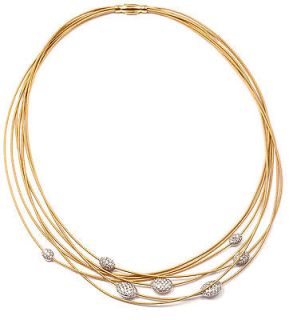  AUTHENTIC MARCO BICEGO 18K YELLOW GOLD DIAMOND 7 STRAND NECKLACE