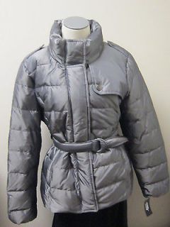 DKNY Active Quilted Down Jacket with Belt XL Platinum Gray NWT $128