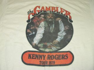 VINTAGE 1979 KENNY ROGERS THE GAMBLER TOUR T SHIRT LARGE   EXCELLENT