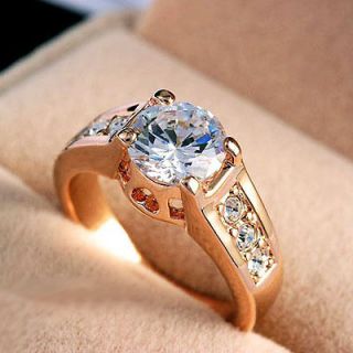Yellow Gold gp lab Diamond 2.0ct Round Cut Engagement Wedding Ring Sz