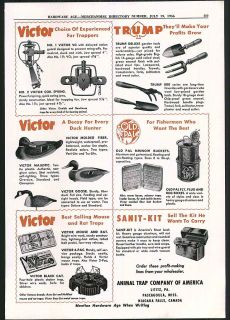 1956 ad Victor Leg Hold Traps Duck Decoys Goose Old Pal ORIGINAL