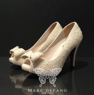 heel, Ivory Pearl with bows, Luxury bridal heels