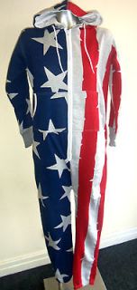 USA ONESIES UNISEX WOMENS MENS AMERICAN FLAG ALL IN ONE
