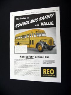 REO Safety School Bus yellow 1948 print Ad