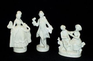 Old Figurines Capodimonte Crown & N Mark Fine Porcelain Three Pieces