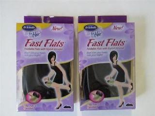 Dr. Scholls Fast Flats (2) Foldable Ballet Flats/Wristlet Bag Sz 9 10